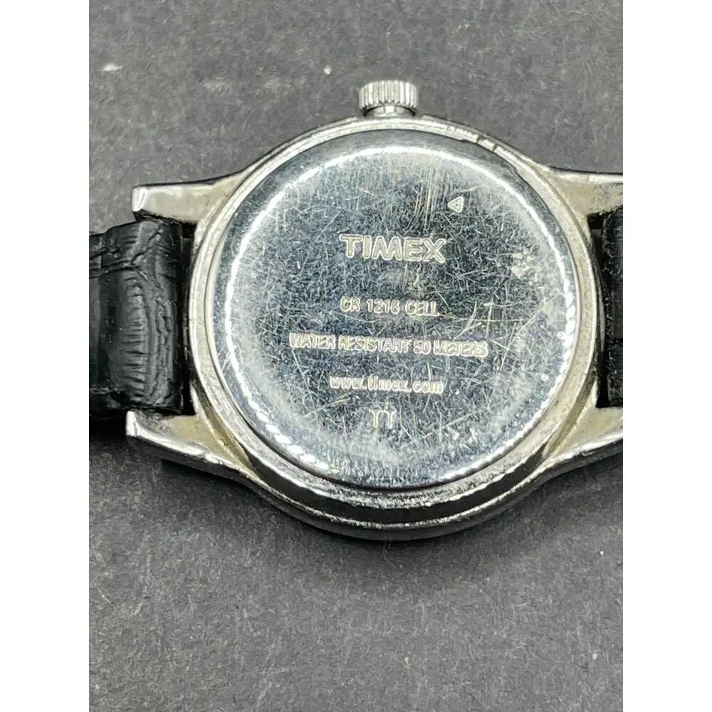 Timex Watch Women IndigloWR 50M 26mm Silver Tone Gray Dial Date Leather Band